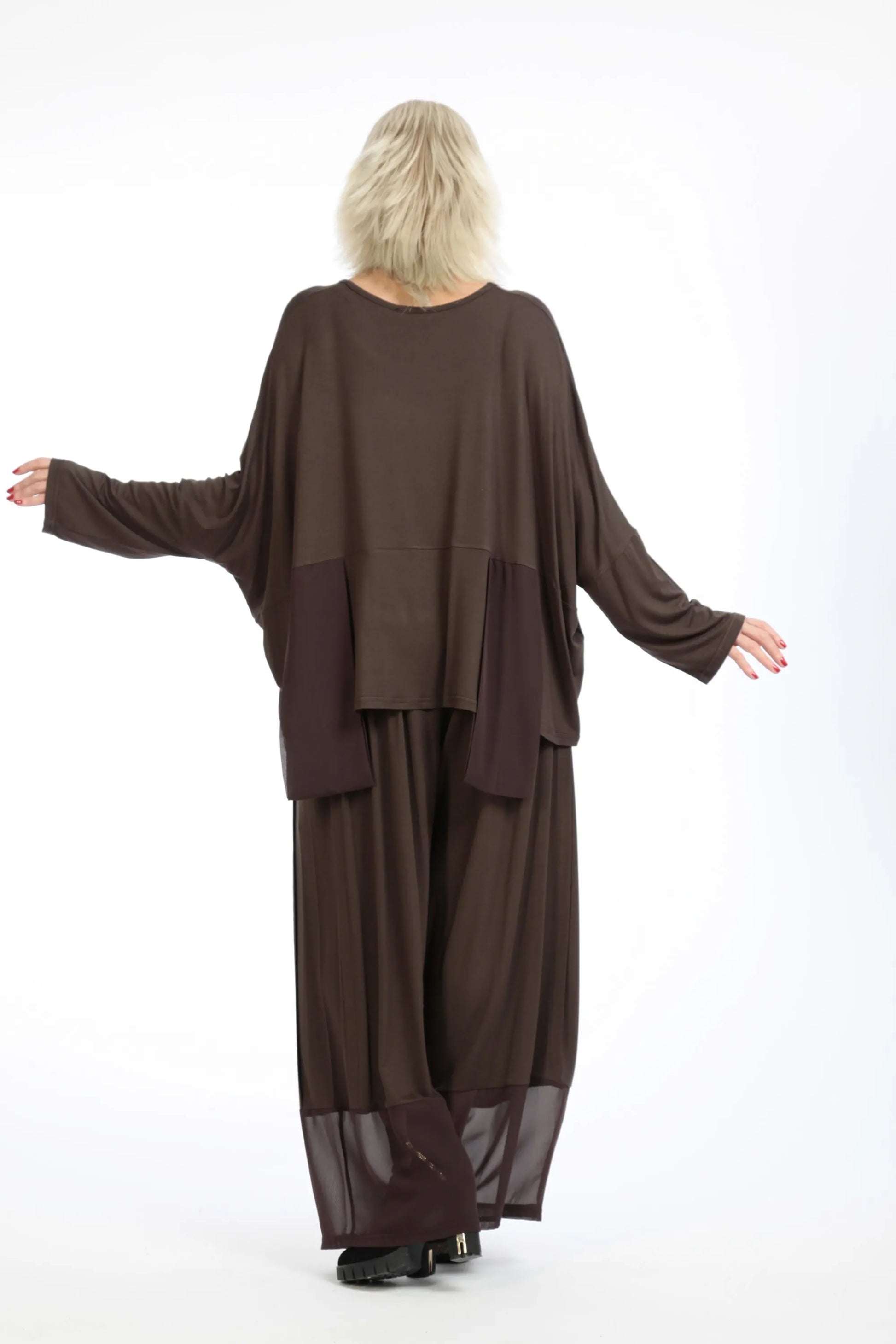  Bigshirt von AKH Fashion aus Viskose in kastiger Form, 1197.06876, Braun, Unifarben, Schick