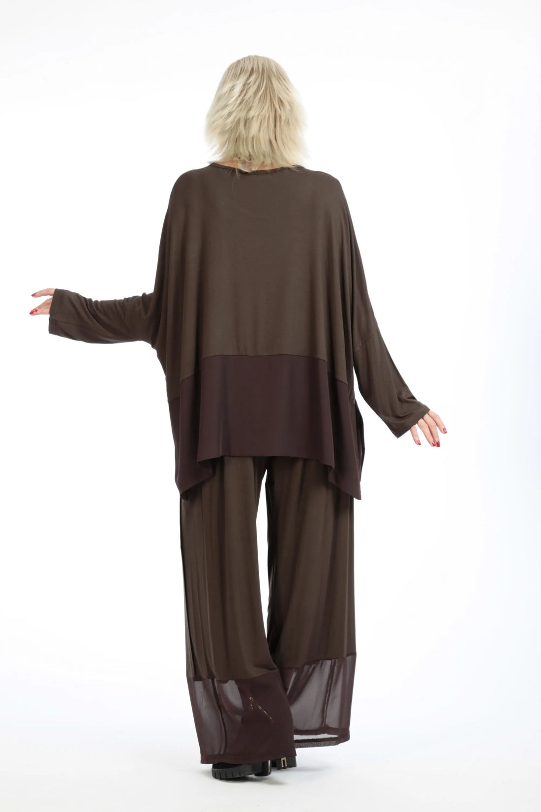  Bigshirt von AKH Fashion aus Viskose in kastiger Form, 1197.06877, Braun, Unifarben, Schick