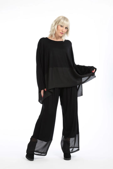  Hose von AKH Fashion aus Viskose in gerader Form, 1197.06878, Schwarz, Unifarben, Schick