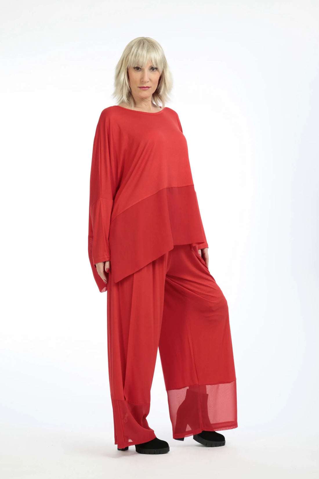  Hose von AKH Fashion aus Viskose in gerader Form, 1197.06878, Rot, Unifarben, Ausgefallen