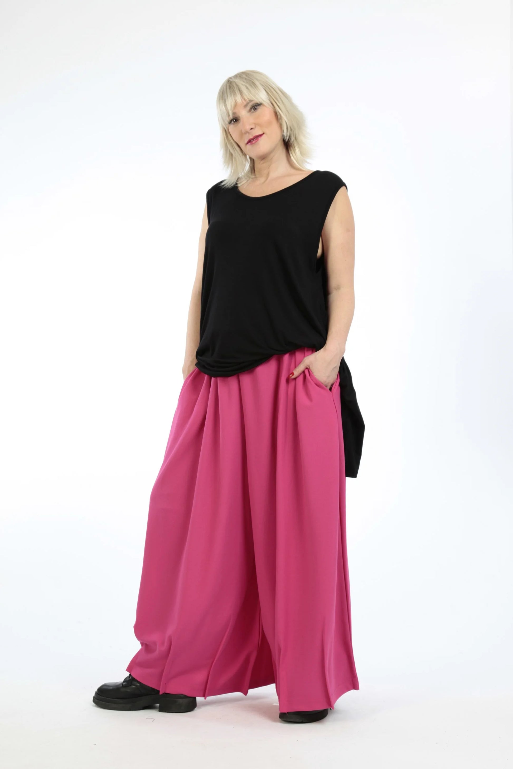  Ballonhose von AKH Fashion aus Materialmix, 1202.06860, Fuchsia, Unifarben, Ausgefallen