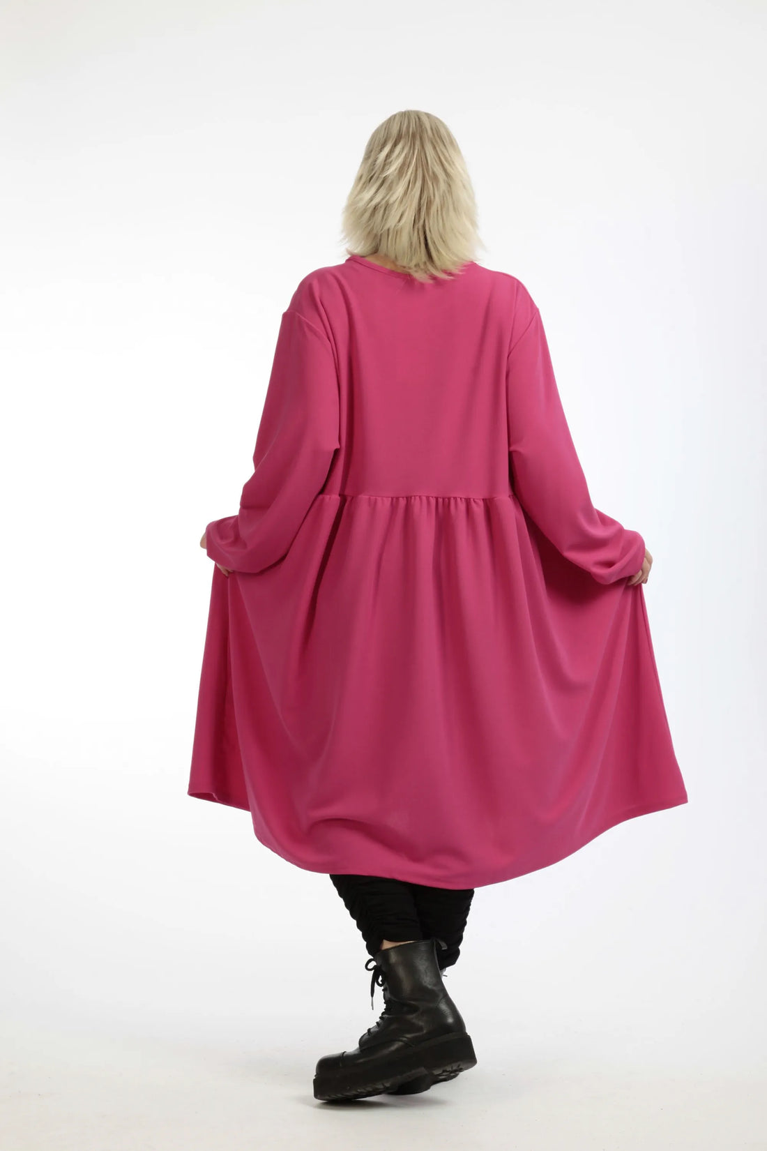  A-Form Kleid von AKH Fashion aus Materialmix, 1202.06742, Fuchsia, Unifarben, Ausgefallen