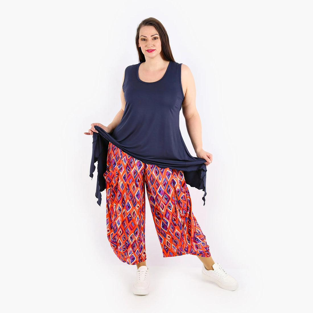  Ballonhose von AKH Fashion aus Viskose, 1309.08069, Orange-Violett-Blau, Farbmix, Schick