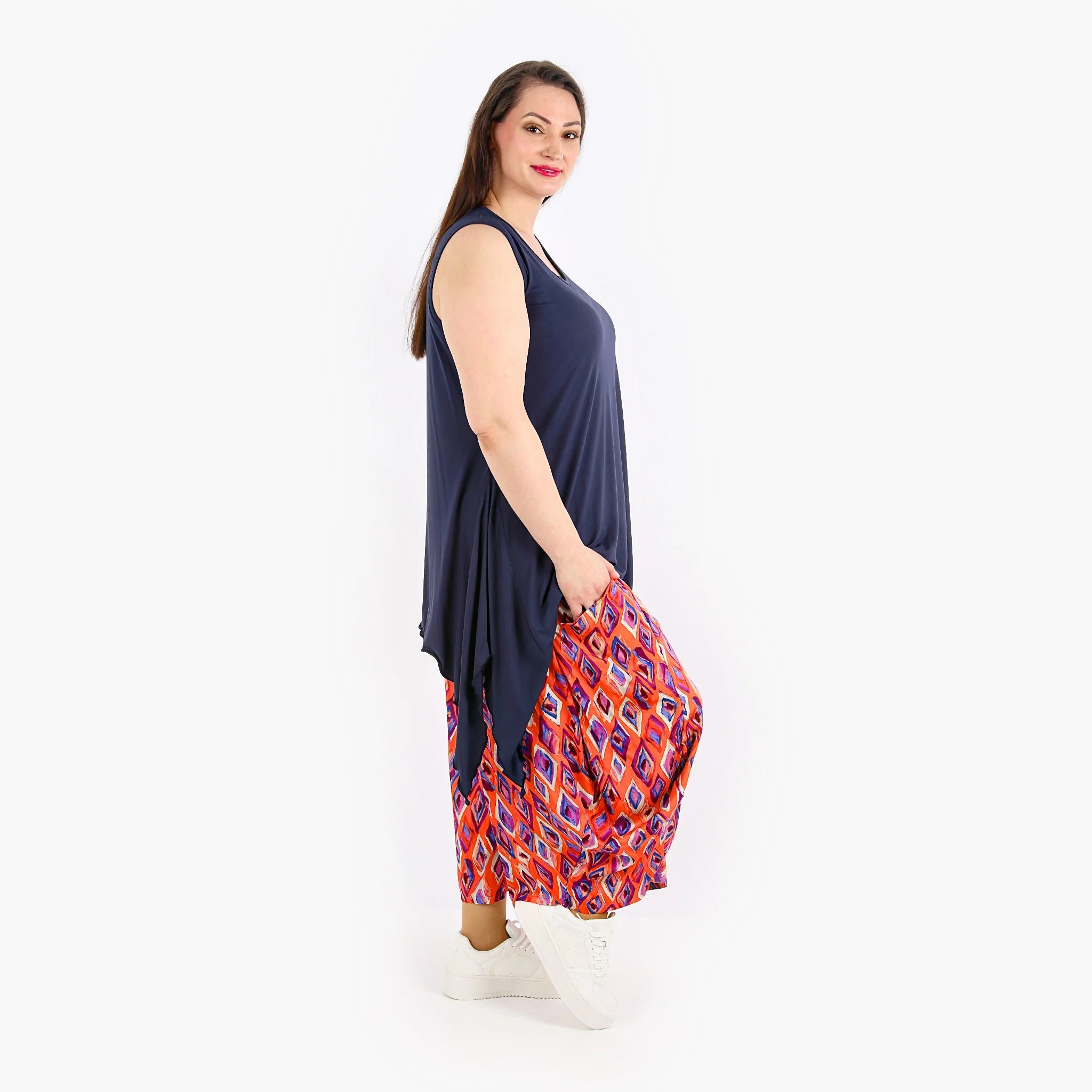  Ballonhose von AKH Fashion aus Viskose, 1309.08069, Orange-Violett-Blau, Farbmix, Schick