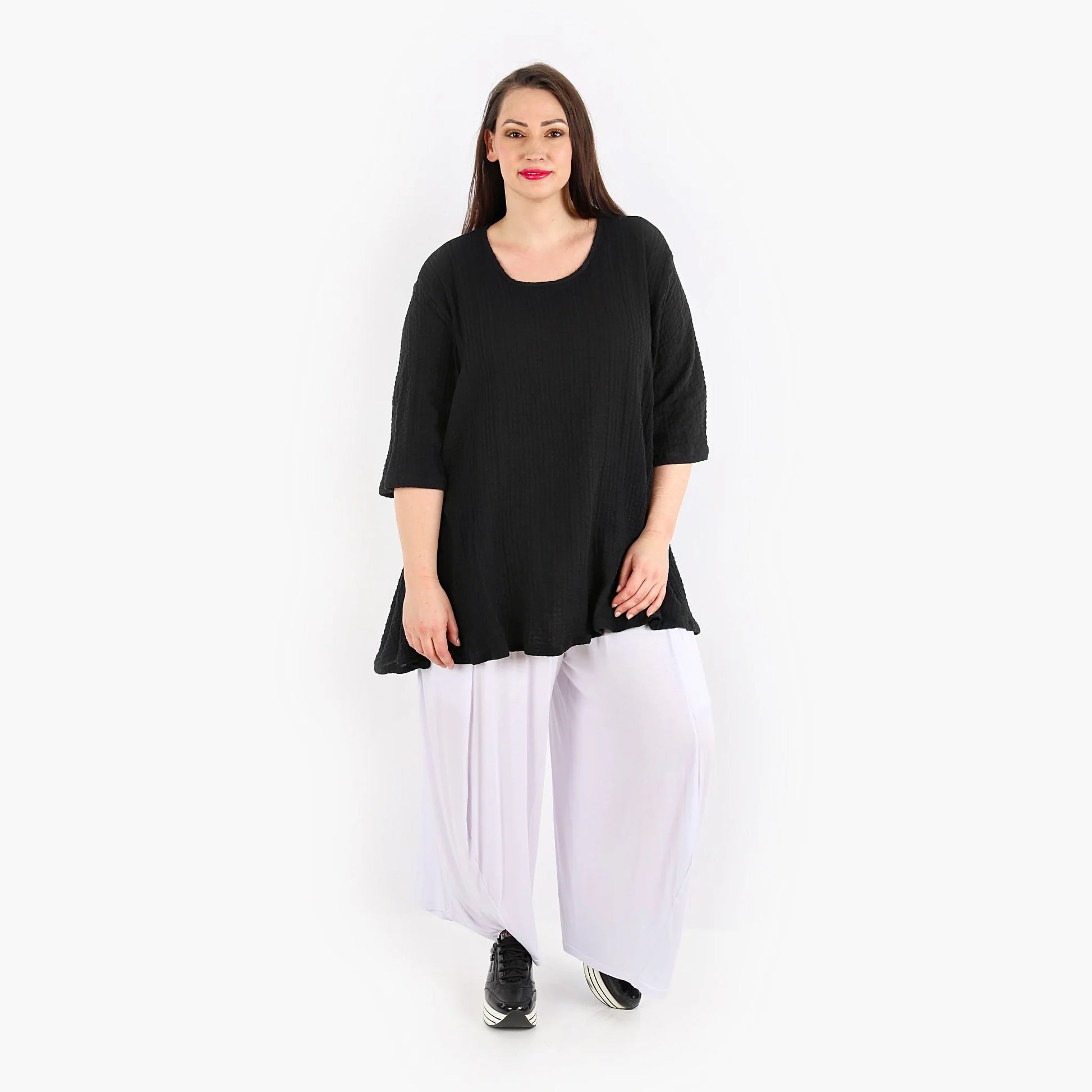  A-Form Bigshirt von AKH Fashion aus Baumwolle, 1310.00593, Schwarz, Unifarben, Ausgefallen