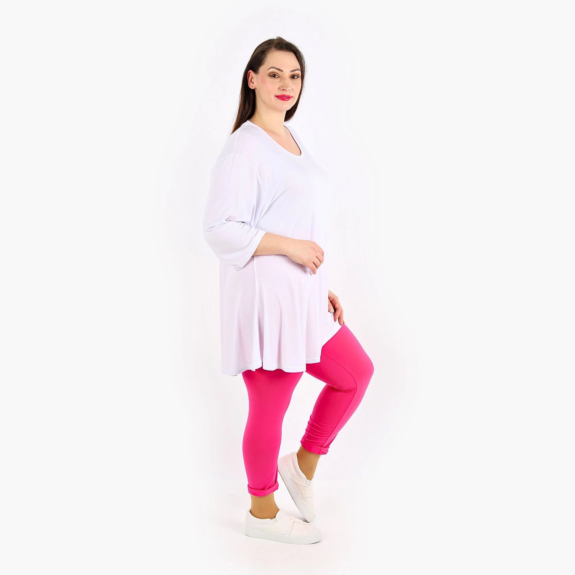  Leggings von AKH Fashion aus Viskose in gerader Form, 1233.0P100, Fuchsia, Schick, Modern