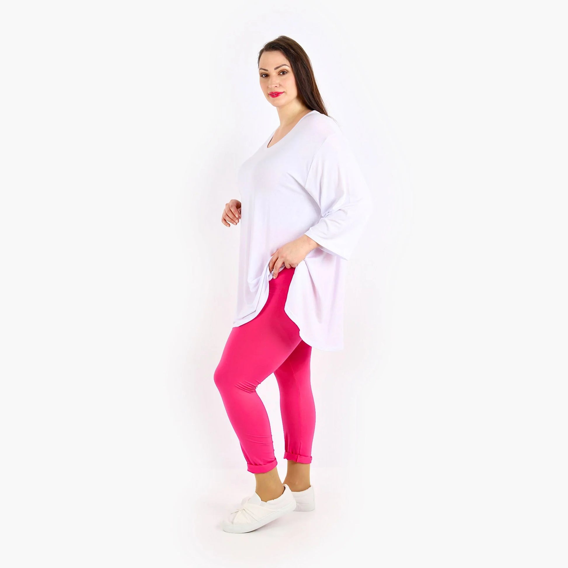  Leggings von AKH Fashion aus Viskose in gerader Form, 1233.0P100, Fuchsia, Schick, Modern