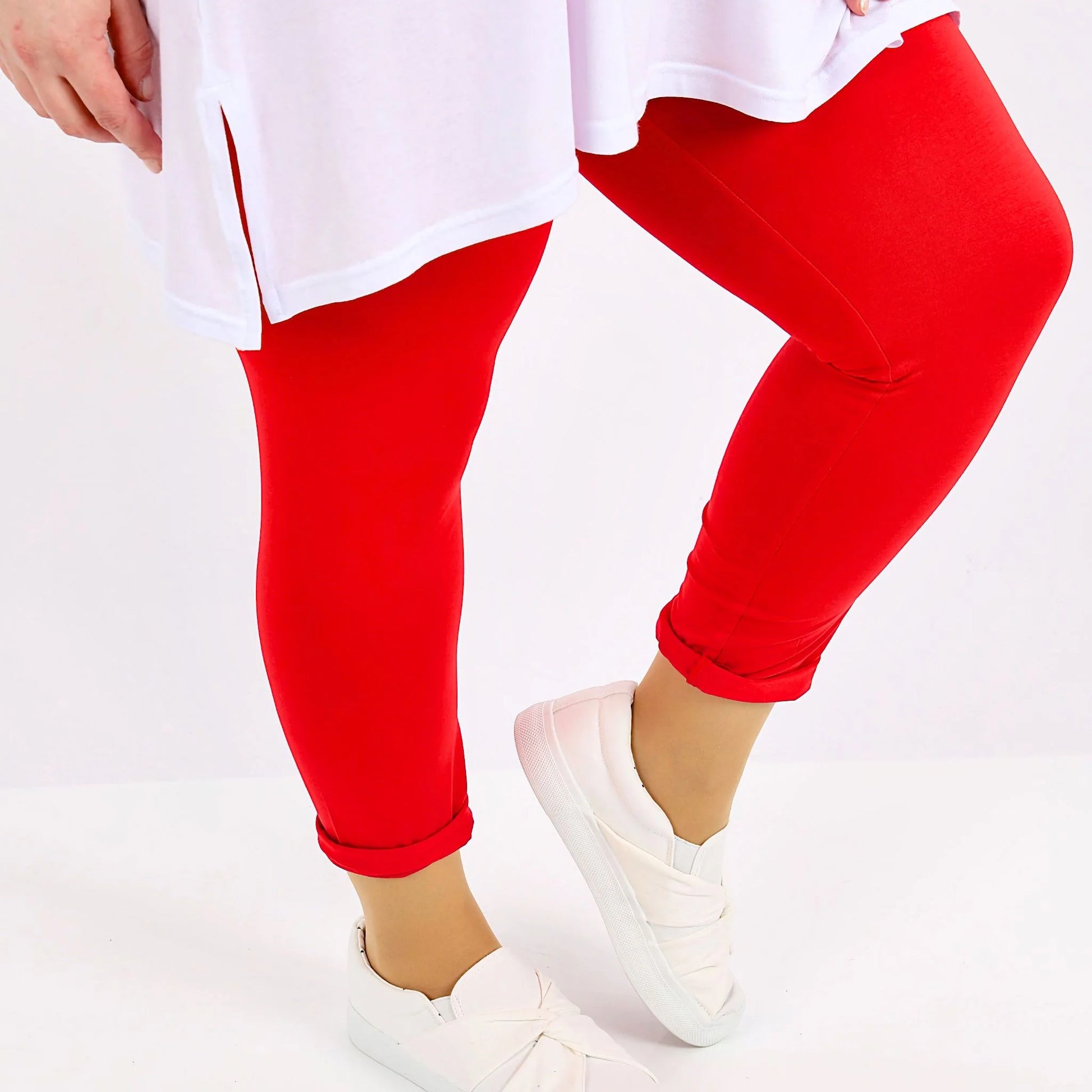  Leggings von AKH Fashion aus Viskose in gerader Form, 1233.0P100, Rot, Unifarben, Schick