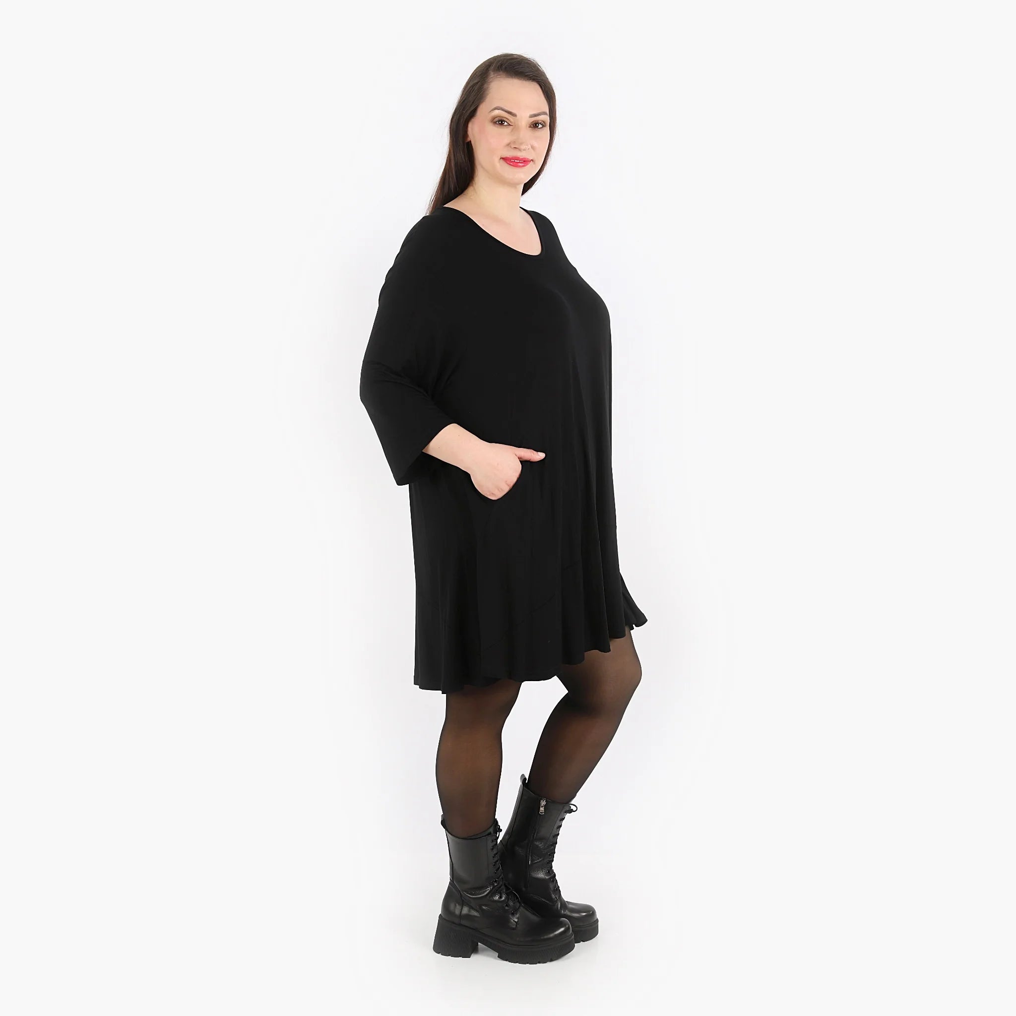  AKH Fashion Bigshirt in Glocken-Form, aus Viskose, 1312.00592, Schwarz, Schick, Modern