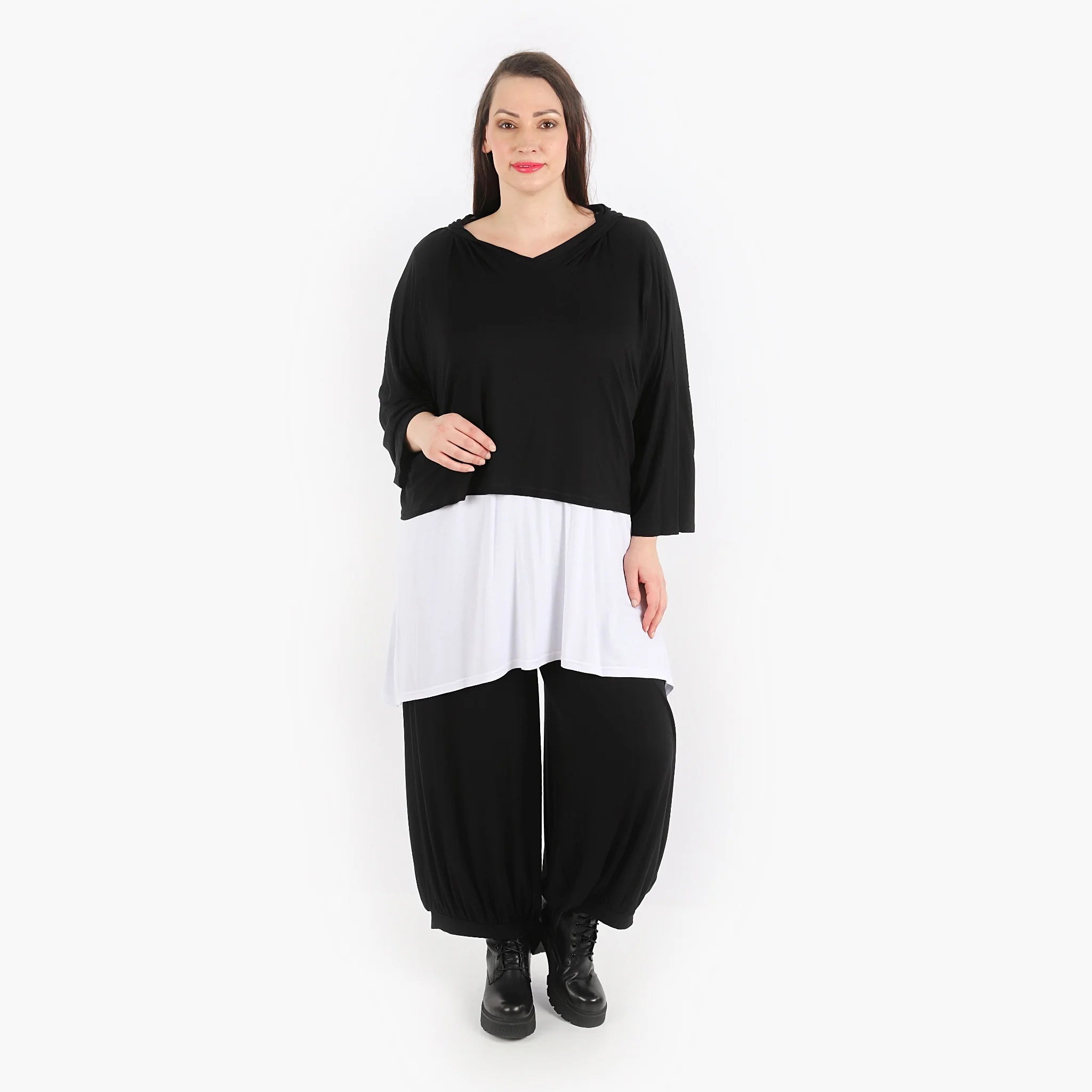  AKH Fashion Bigshirt in kastiger Form, aus Viskose, 1312.01039, Schwarz, Schick, Modern