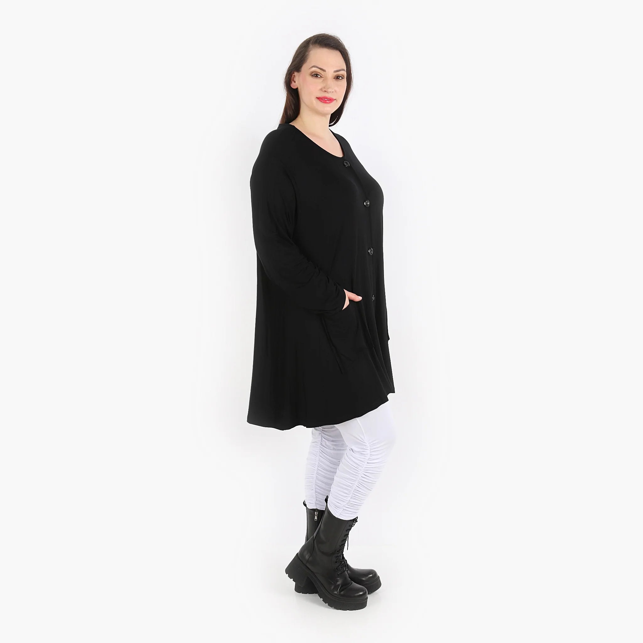  A-Form Jacke von AKH Fashion aus Viskose, 1312.01382, Schwarz, Schick, Modern, Bequem