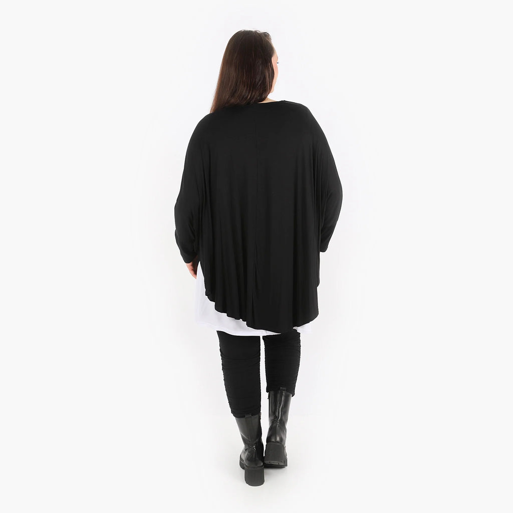  AKH Fashion Bigshirt in gerundeter Form, aus Viskose, 1312.01916, Schwarz, Schick, Modern