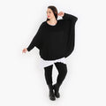  AKH Fashion Bigshirt in gerundeter Form, aus Viskose, 1312.01916, Schwarz, Schick, Modern