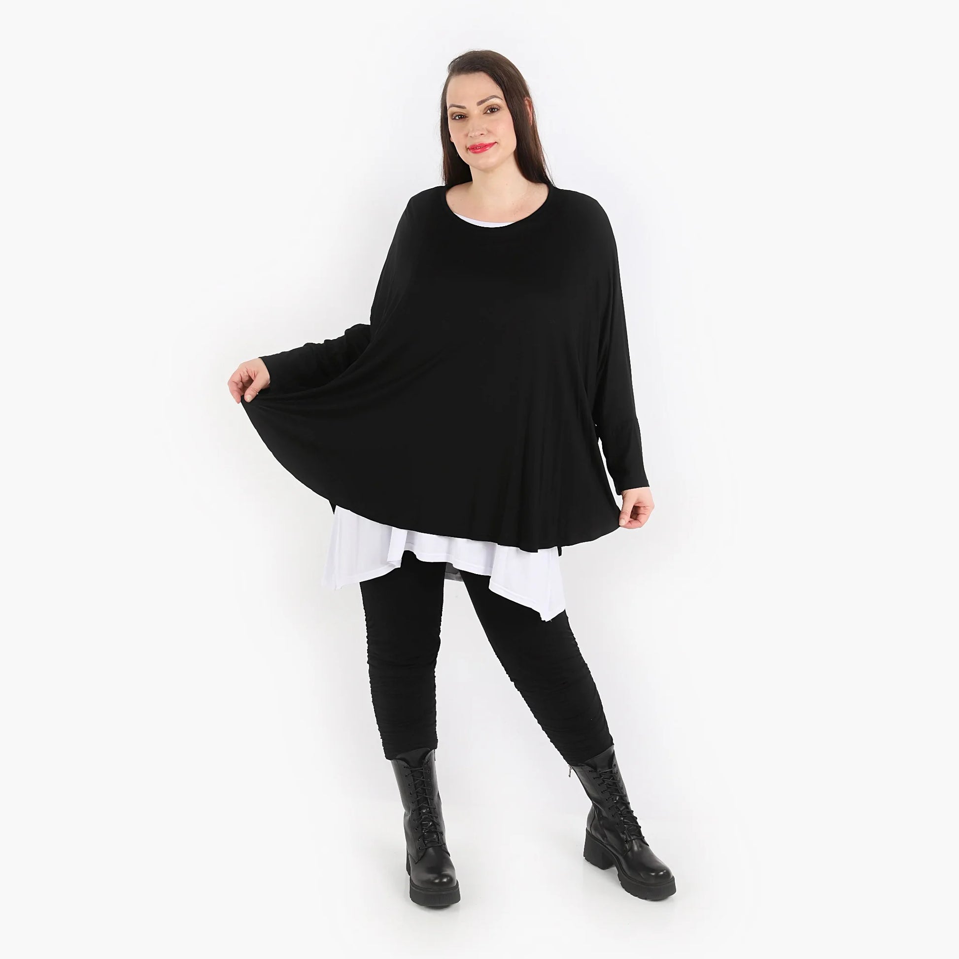  Bigshirt von AKH Fashion aus Viskose in gerundeter Form, 1312.01916, Schwarz, Schick, Modern