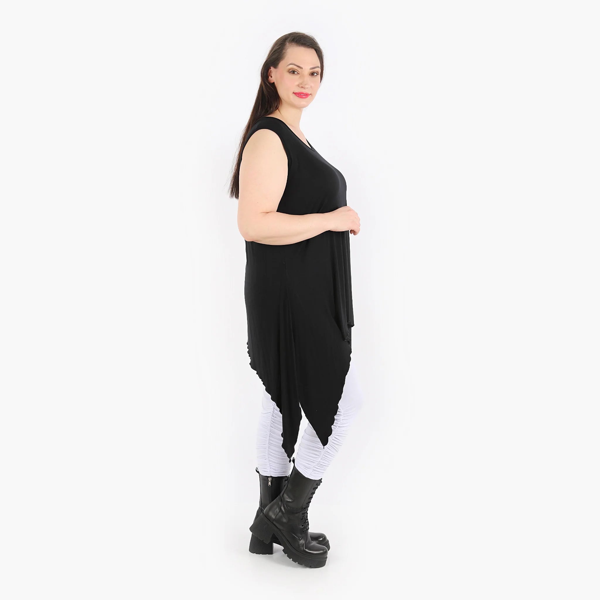  Zipfel Top von AKH Fashion aus Viskose, 1312.01975, Schwarz, Schick, Modern, Bequem