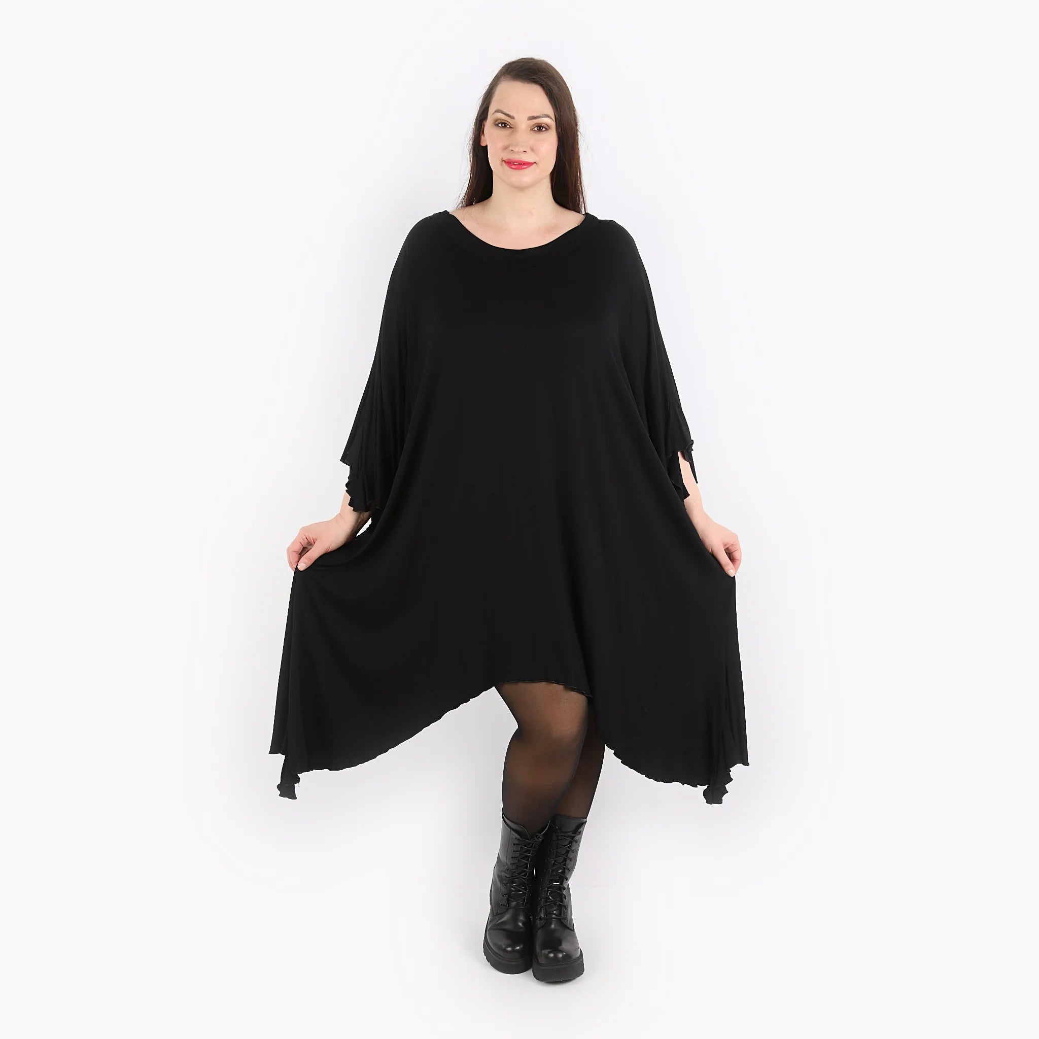  A-Form Bigshirt von AKH Fashion aus Viskose, 1312.06514, Schwarz, Unifarben, Schick, Modern