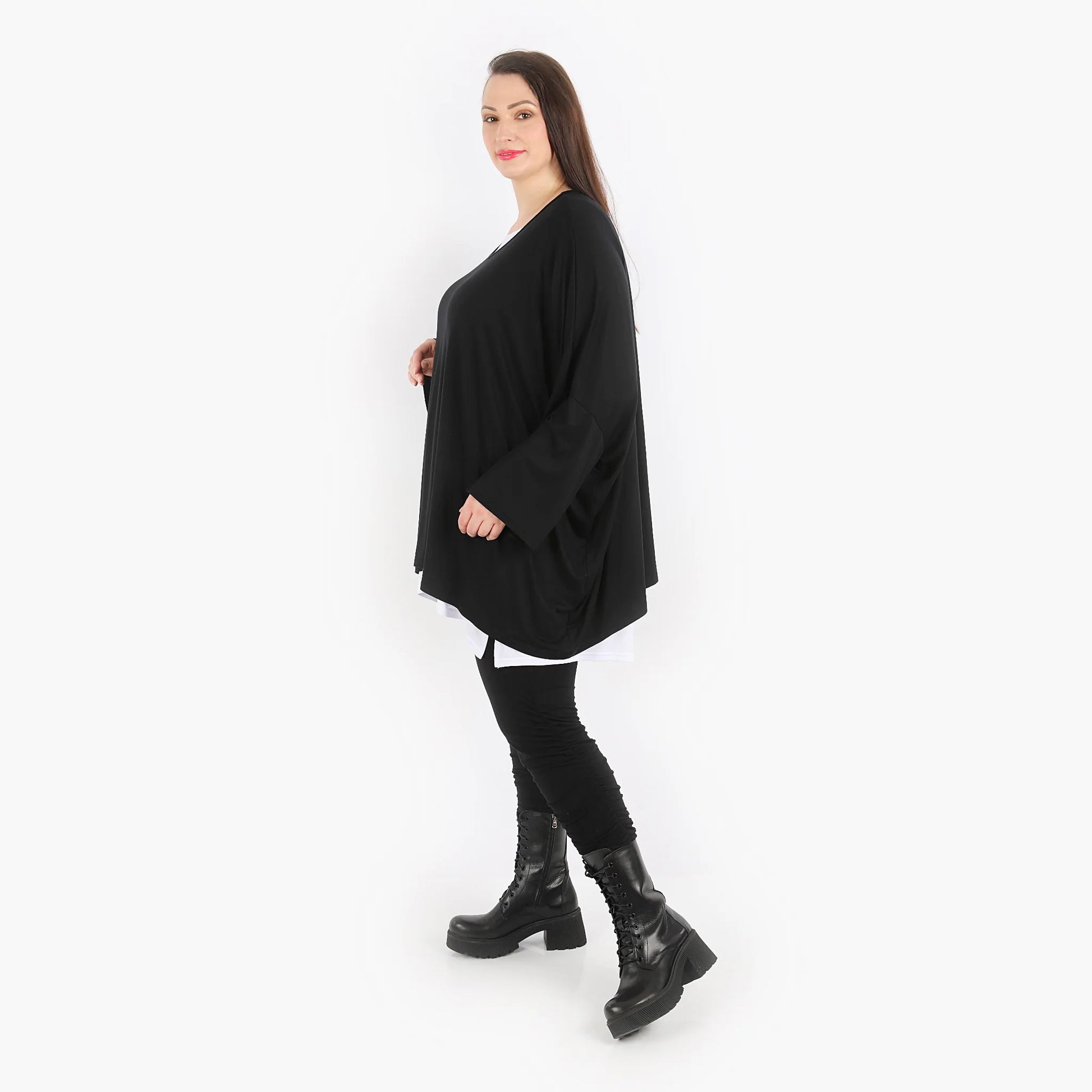  Bigshirt von AKH Fashion aus Viskose in kastiger Form, 1312.6048L, Schwarz, Schick, Modern