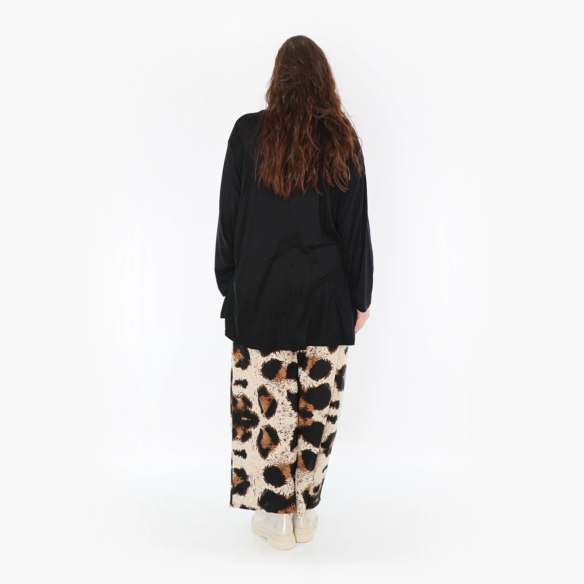  AKH Fashion Hose in gerader Form, aus Viskose, 1369.02024, Beige-Schwarz-Braun, Leopard