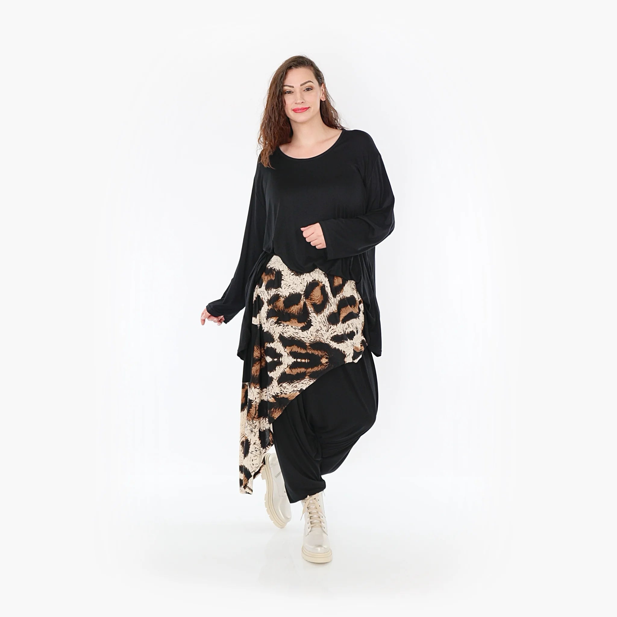  Haremshose von AKH Fashion aus Viskose, 1369.06992, Beige-Schwarz-Braun, Leopard, Schick
