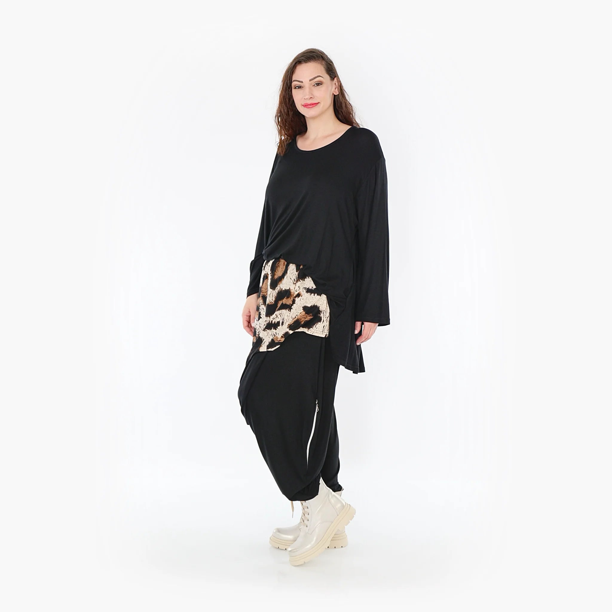  Haremshose von AKH Fashion aus Viskose, 1369.06992, Beige-Schwarz-Braun, Leopard, Schick