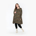  A-Form Bigshirt von AKH Fashion aus Viskose, 1370.02666, Schwarz-Braun-Grün, Animal, Schick