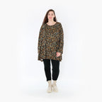  A-Form Bigshirt von AKH Fashion aus Viskose, 1370.00593, Schwarz-Braun-Grün, Animal, Schick
