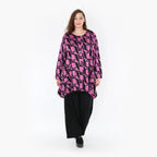  A-Form Jacke von AKH Fashion aus Viskose, 1374.06270, Schwarz-Fuchsia, Grafik, Schick