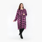  A-Form Kleid von AKH Fashion aus Viskose, 1374.06742, Schwarz-Fuchsia, Grafik, Schick