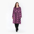  A-Form Kleid von AKH Fashion aus Viskose, 1374.06742, Schwarz-Fuchsia, Grafik, Schick