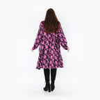  A-Form Kleid von AKH Fashion aus Viskose, 1374.06742, Schwarz-Fuchsia, Grafik, Schick
