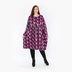  A-Form Kleid von AKH Fashion aus Viskose, 1374.06742, Schwarz-Fuchsia, Grafik, Schick
