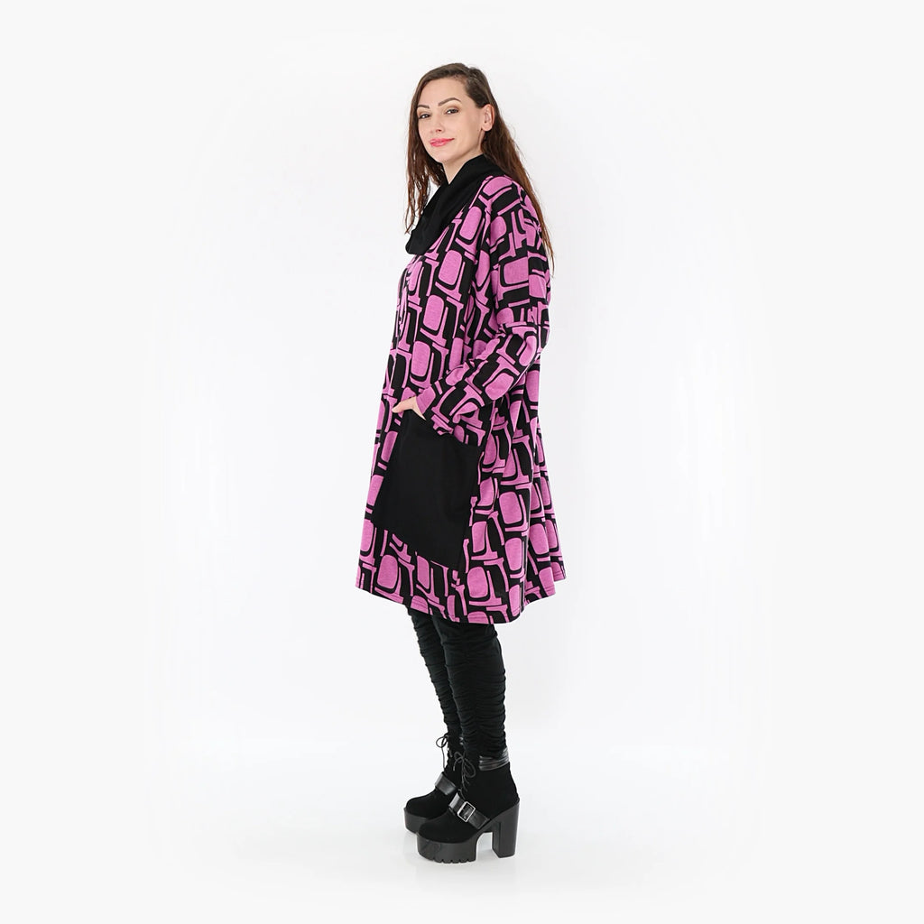  AKH Fashion Bigshirt in gerader Form, aus Viskose, 1374.06807, Schwarz-Fuchsia, Grafik
