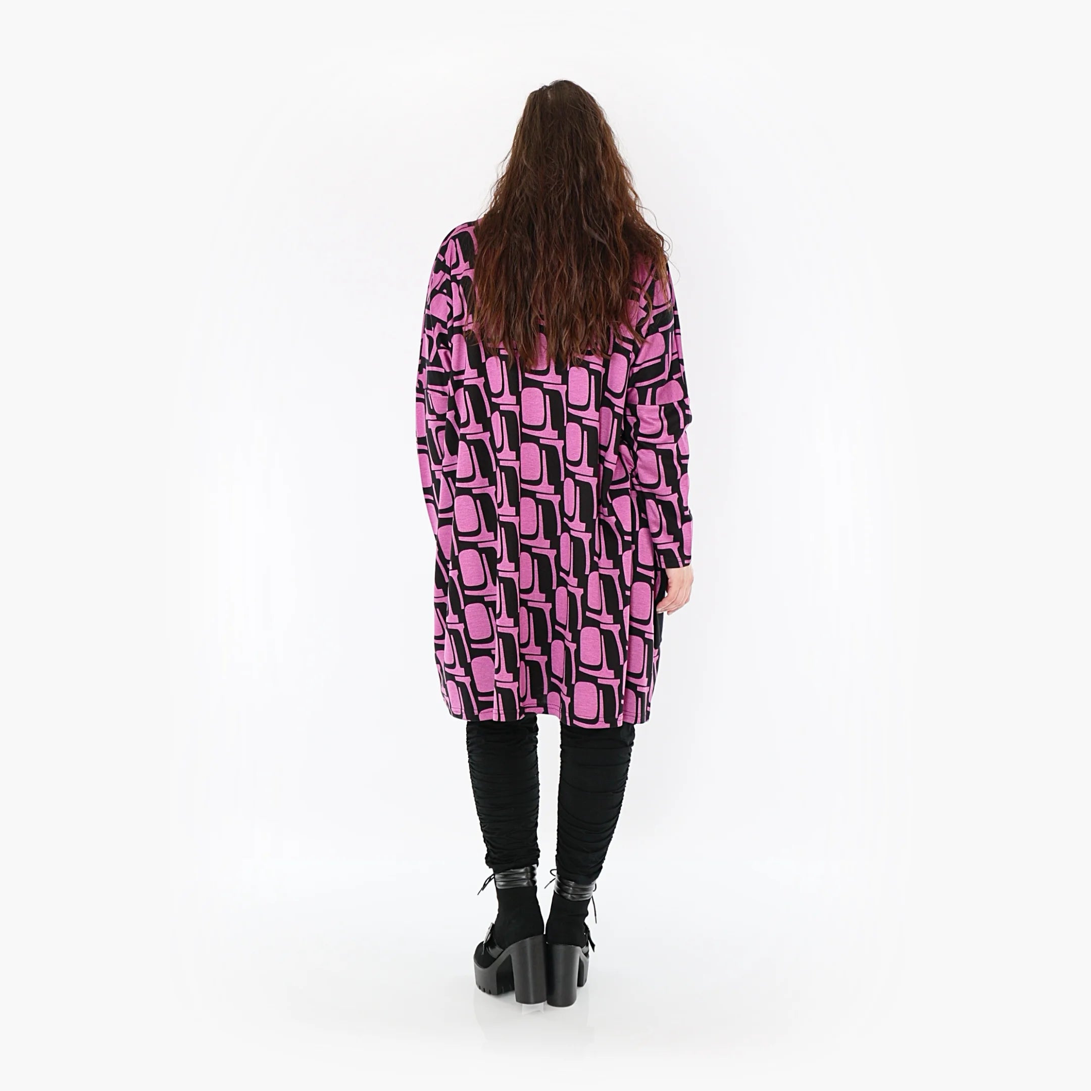  AKH Fashion Bigshirt in gerader Form, aus Viskose, 1374.06807, Schwarz-Fuchsia, Grafik