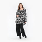  AKH Fashion Shirt in Glocken-Form, aus Materialmix, 1375.01892, Dunkelgrau-Grau, Kariert