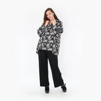  AKH Fashion Bigshirt in kastiger Form, aus Materialmix, 1375.03019, Dunkelgrau-Grau, Kariert