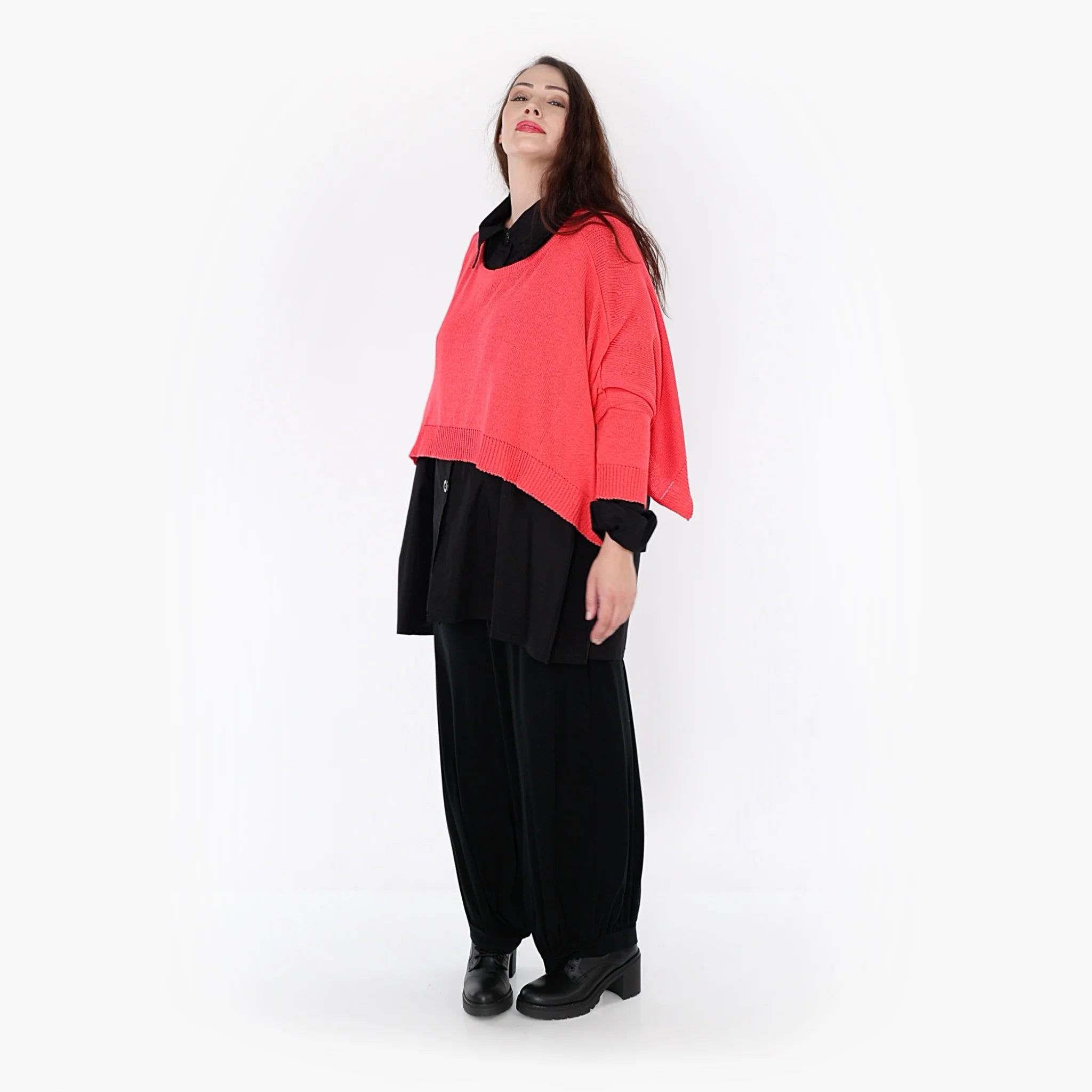  AKH Fashion Überwurf in kastiger Form, aus Materialmix, 1110.02336, Koralle, Schick