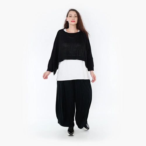 Überwurf von AKH Fashion aus Materialmix in kastiger Form, ausgefallene Lagenlook Mode