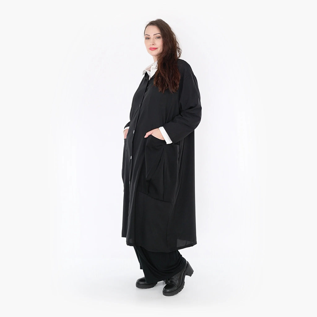  A-Form Mantel von AKH Fashion aus Viskose, 1325.06976, Schwarz, Schick, Modern, Bequem