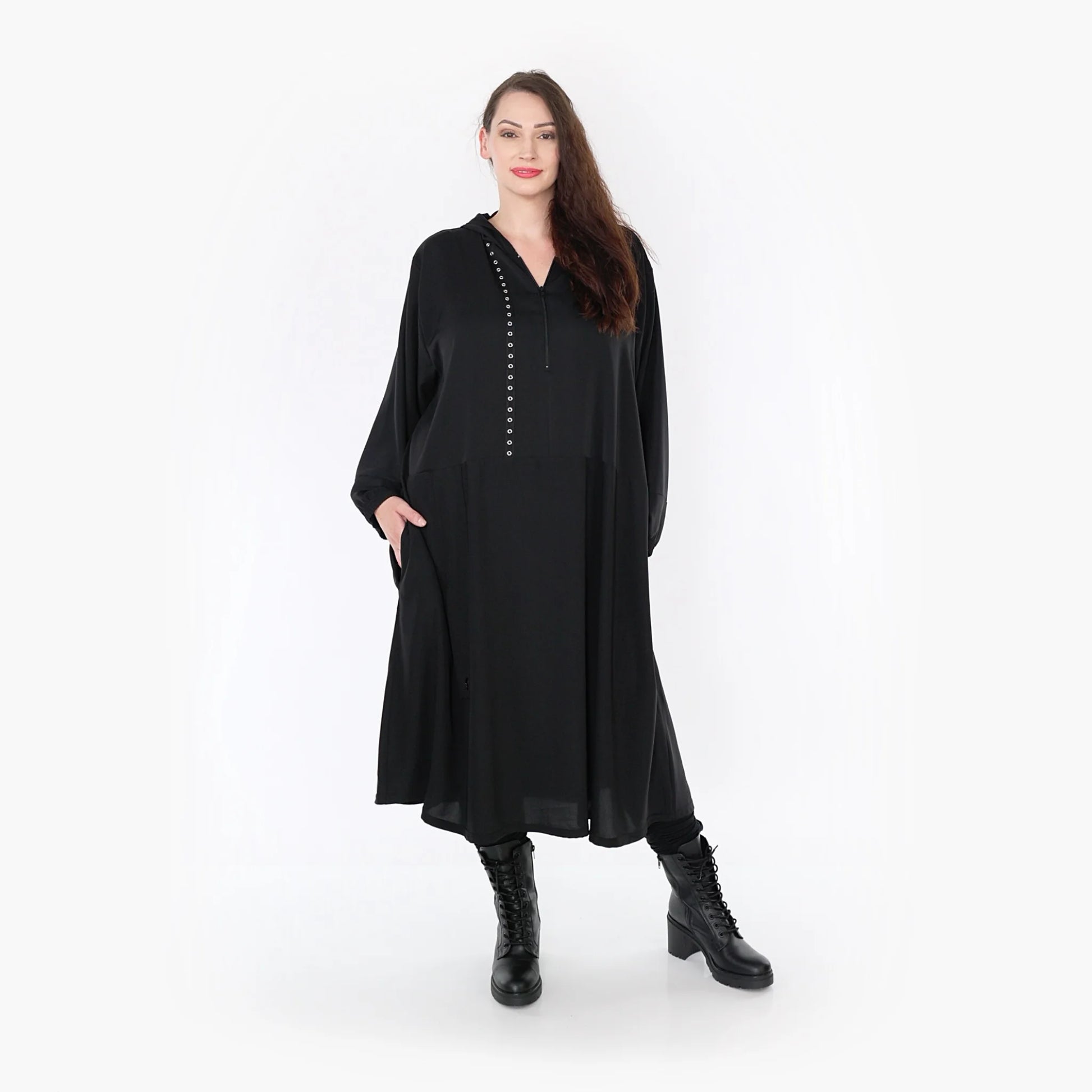  Ballonkleid von AKH Fashion aus Viskose, 1325.06983, Schwarz, Unifarben, Schick, Modern