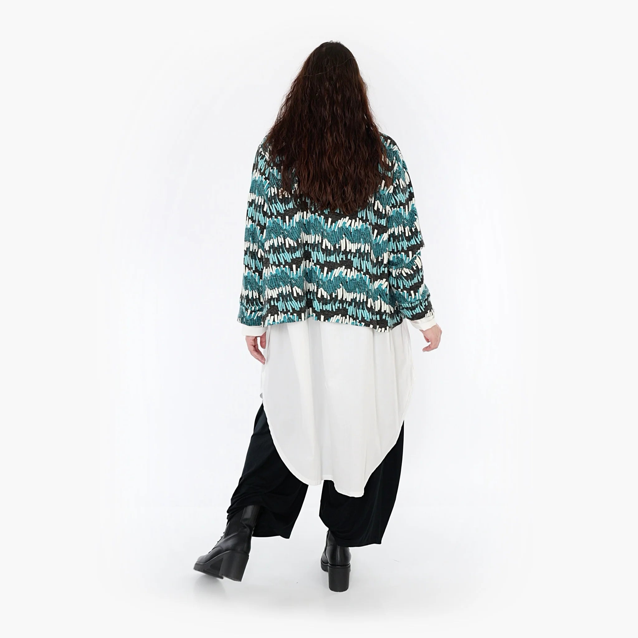  AKH Fashion Jacke in gerader Form, aus Viskose, 1327.02149, Anthra-Blaugrün-Weiß, Farbmix