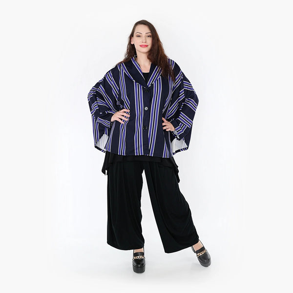  AKH Fashion Jacke in gerundeter Form, aus Materialmix, 1331.00140, Blau-Marine-Weiß