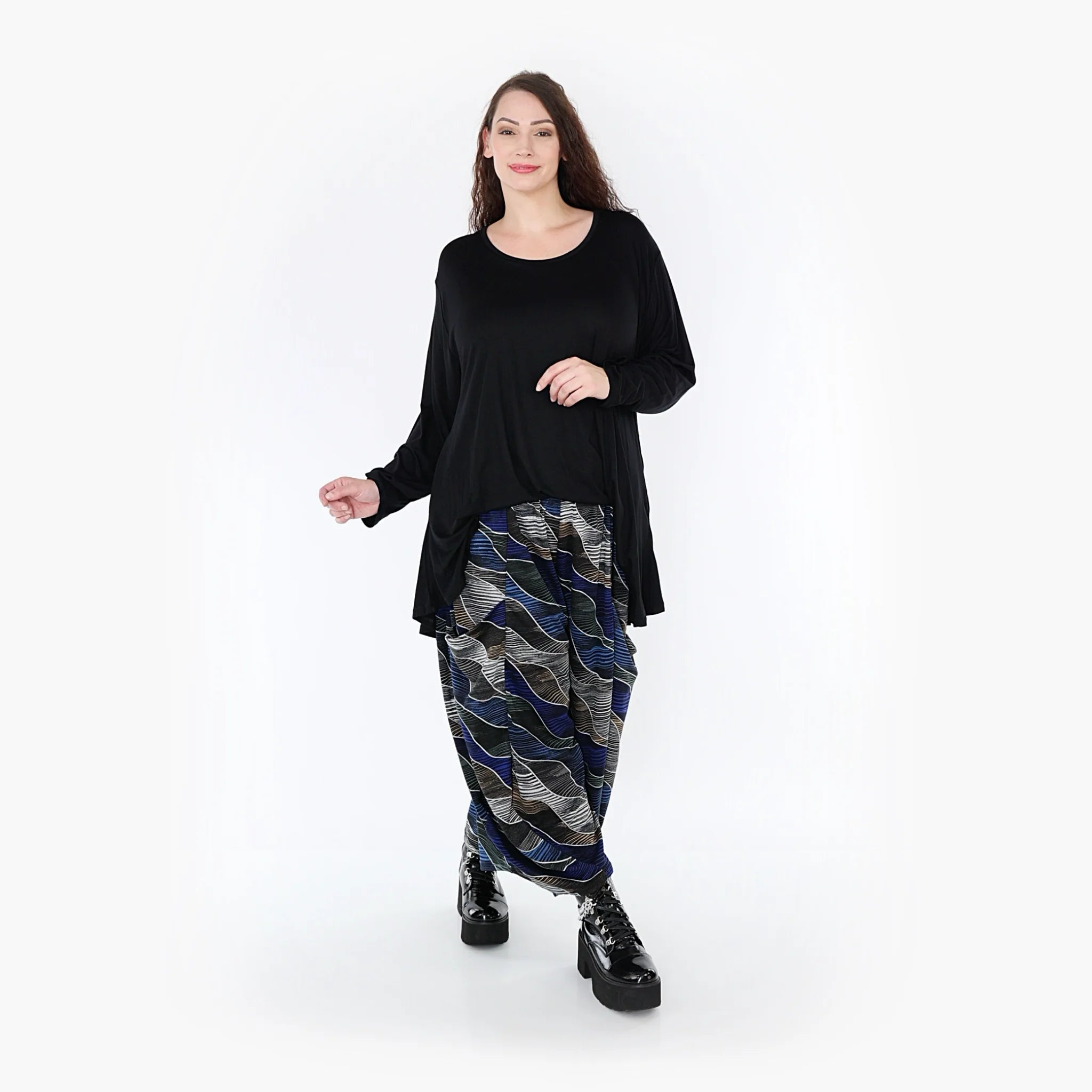  Ballonhose von AKH Fashion aus Materialmix, 1334.08069, Blau-Grau, Farbmix, Schick