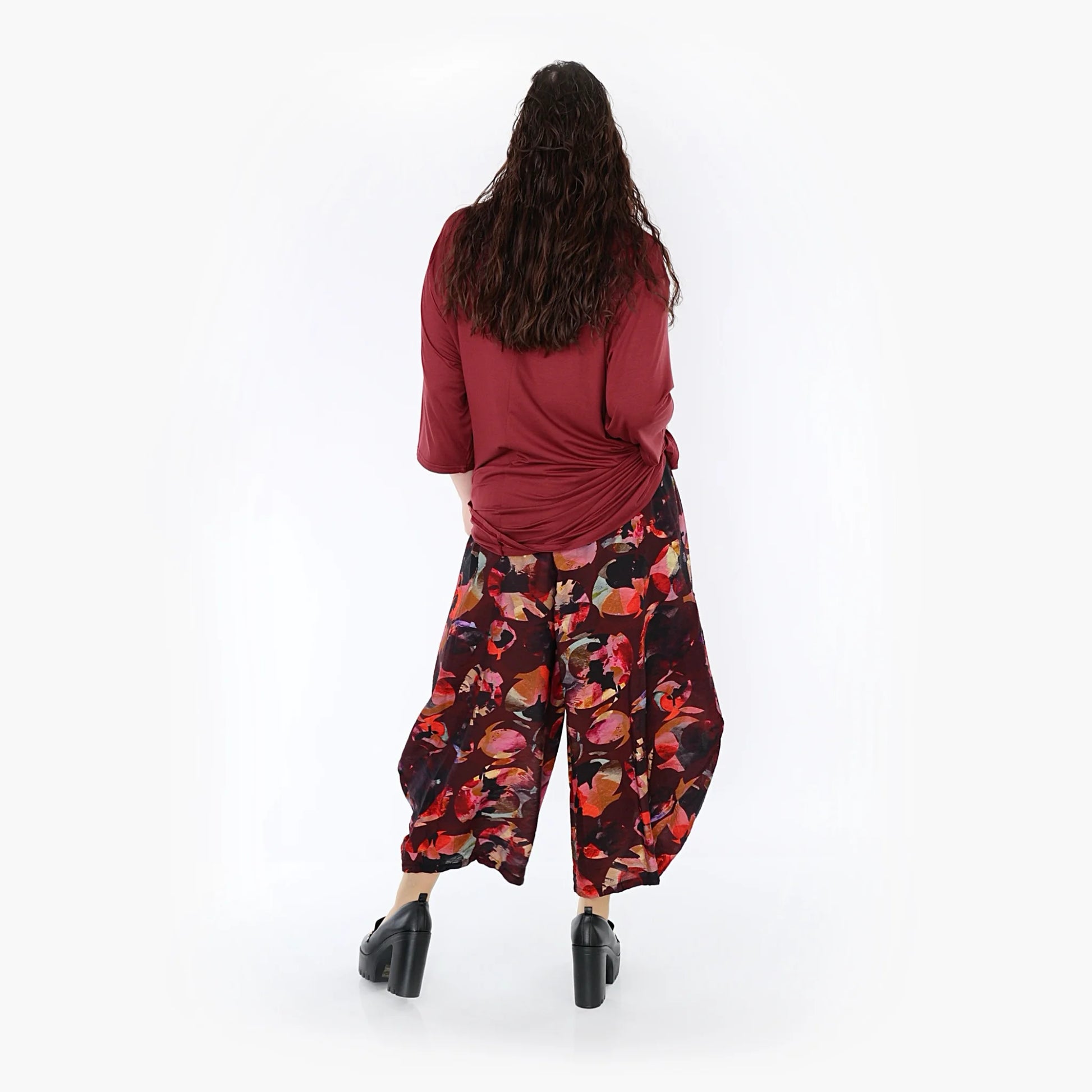  Ballonhose von AKH Fashion aus Viskose, 1335.08069, Weinrot-Mehrfarbig, Punkte, Schick