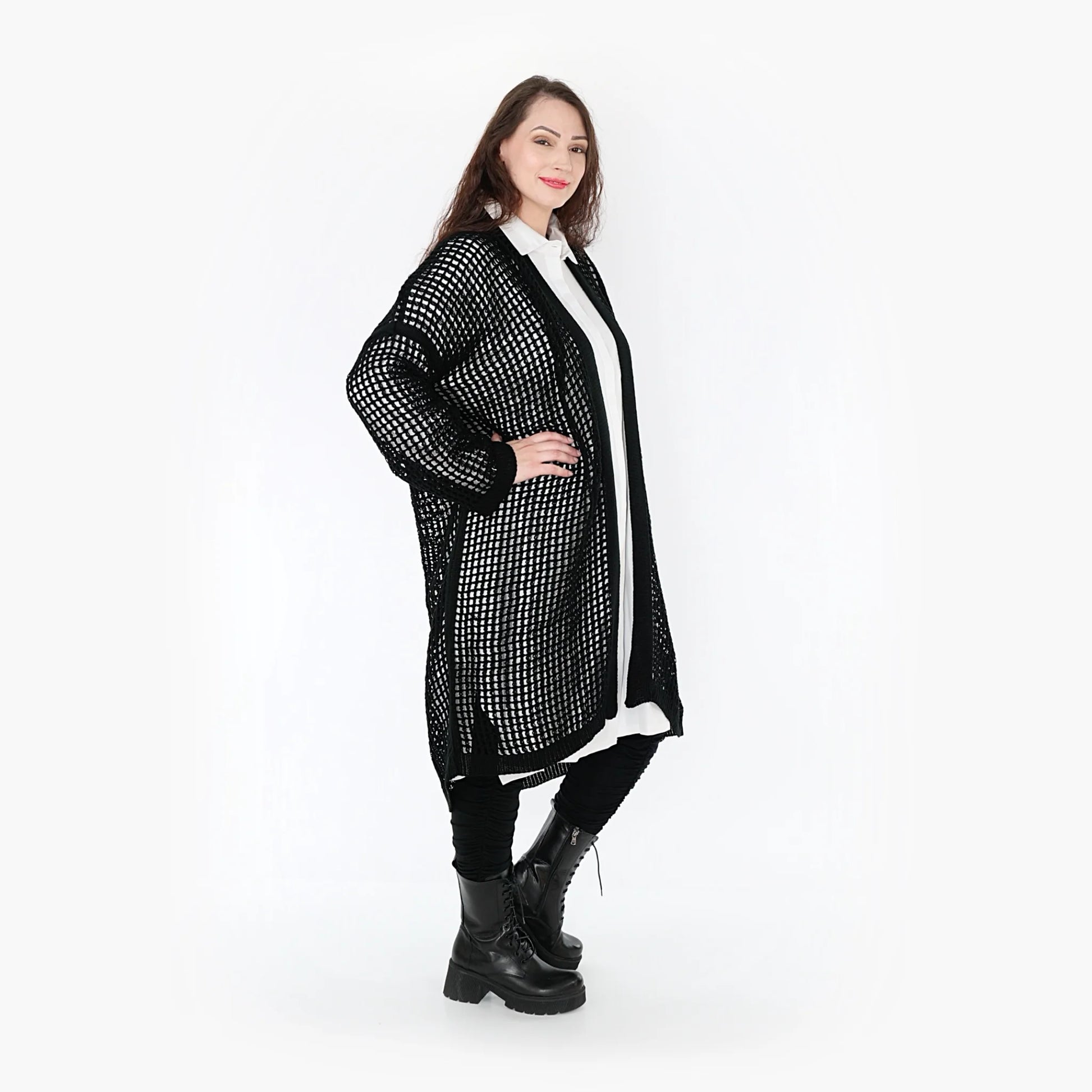  Jacke von AKH Fashion aus Baumwolle in gerundeter Form, 1336.02421, Schwarz, Ausgefallen