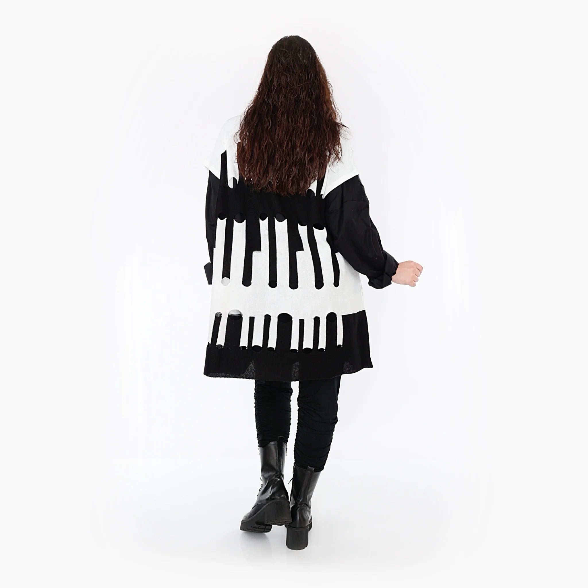  AKH Fashion Überwurf in kastiger Form, aus Baumwolle, 1337.02415, Weiß-Schwarz, Schick