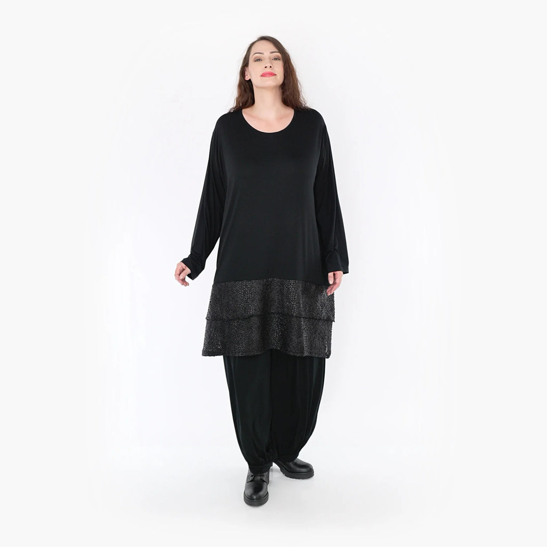  A-Form Bigshirt von AKH Fashion aus Viskose, 1339.06890, Schwarz, Unifarben, Schick, Modern