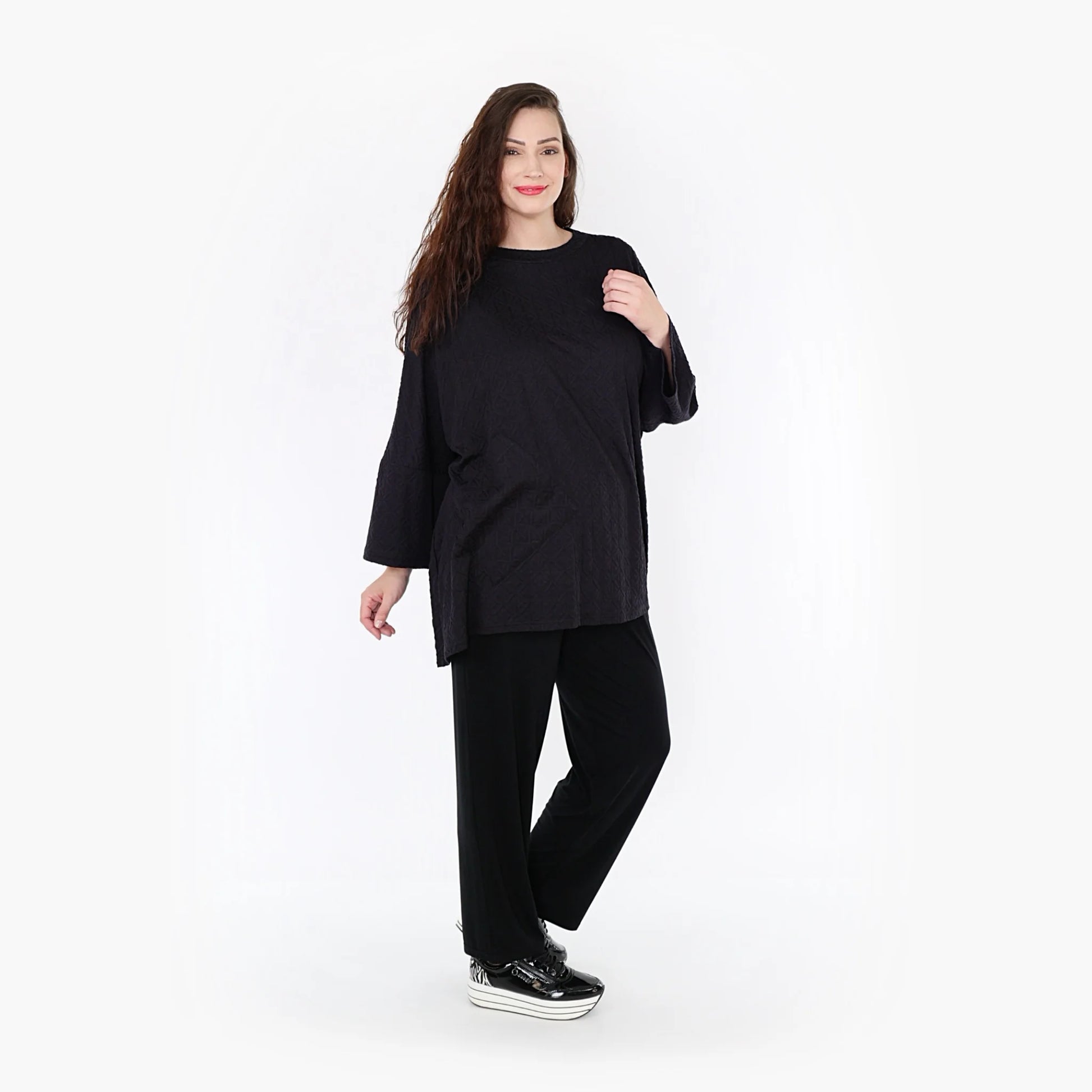  A-Form Bigshirt von AKH Fashion aus Viskose, 1342.06973, Schwarz, Unifarben, Schick, Modern