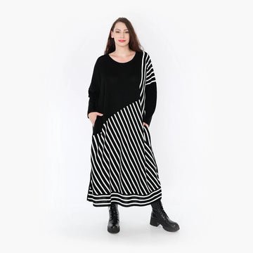  Ballonkleid von AKH Fashion aus Baumwolle, 1343.02318, Schwarz-Weiß, Unifarben, Schick