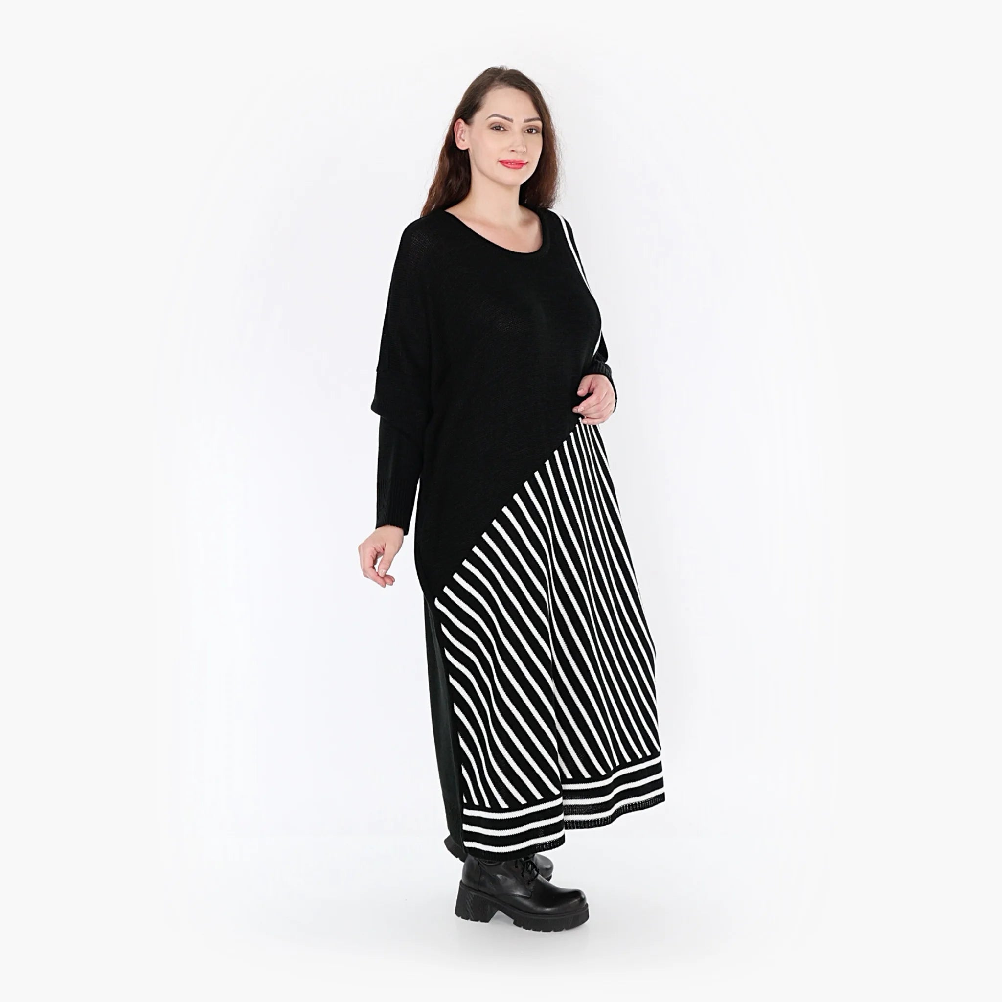  Ballonkleid von AKH Fashion aus Baumwolle, 1343.02318, Schwarz-Weiß, Schick, Modern