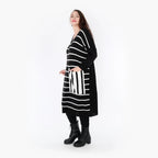  AKH Fashion Kleid in gerader Form, aus Baumwolle, 1343.02328, Schwarz-Weiß, Schick